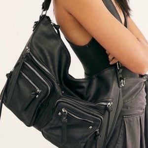 Free People distressed large black shoulder bag